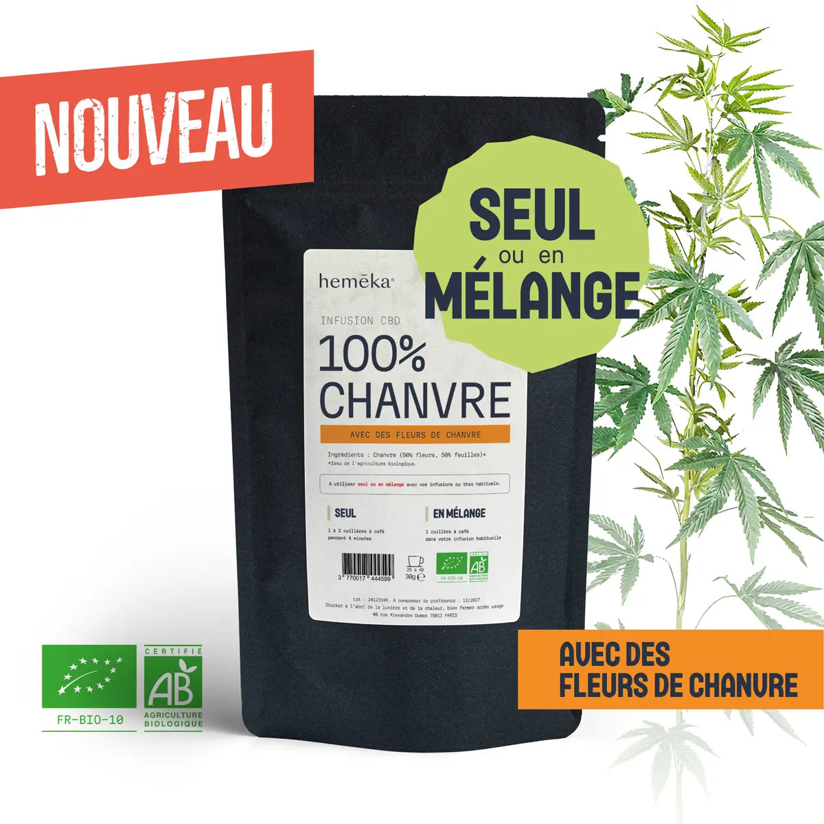 Tisane 100% Chanvre (seul ou en mélange)